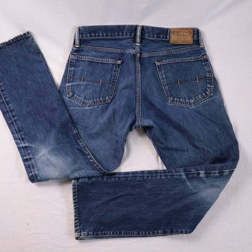 Polo Ralph Lauren Men Jeans Classic Blue Distressed Denim Straight Fit 30x30 - Picture 2 of 8